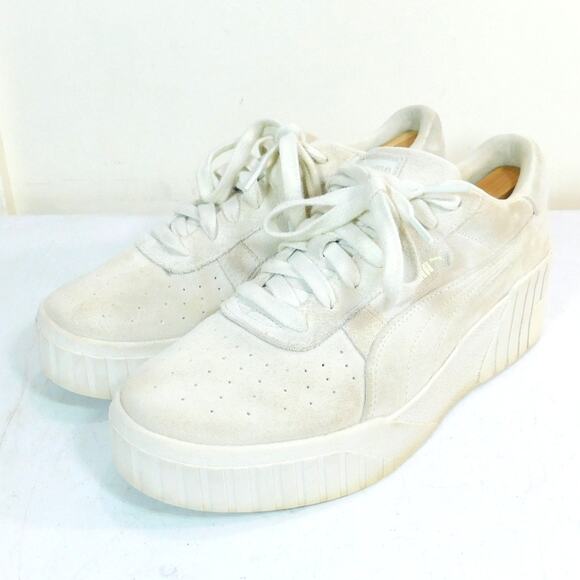 Puma Cali Wedge Tonal Sneakers US Womens 10 Cleaned Suede Renewed Marshmallow - Picture 1 of 8